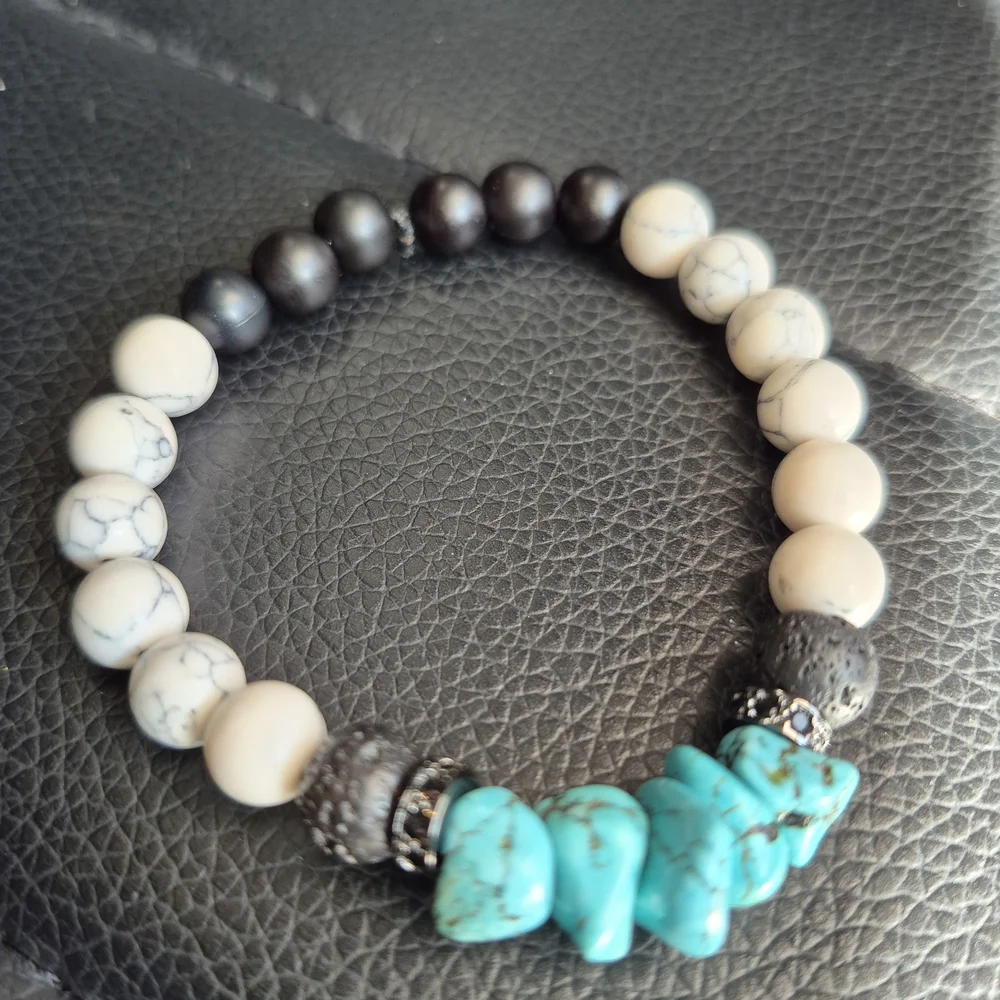 Mens Handmade Stress Relief Howlite Braclet! - Picture 3 of 6